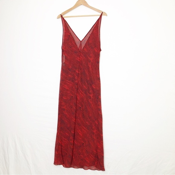 Victoria’s Secret red printed sheer Maxi slip dress - Picture 7 of 10